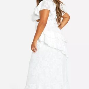 Boohoo brand White Ruffled Maxi Dress